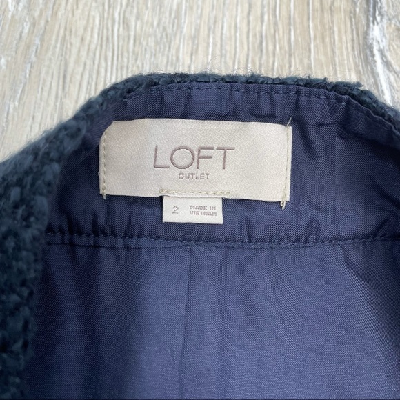 Loft Knited Wool Blend Button Blue Skirt Sz 2 - Picture 5 of 8